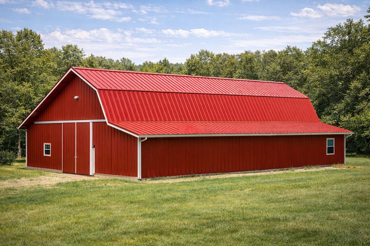 5-rib ag panel metal roof on a large barn